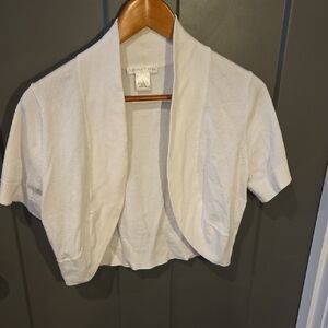 London Times Cream Short Sleeve Cardigan